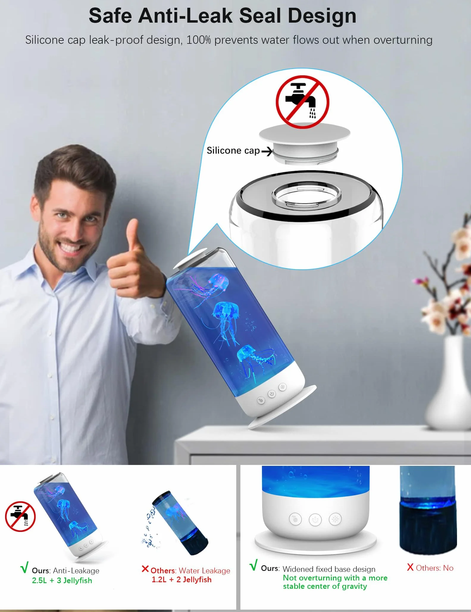 GAESHOW Lampa z meduzami, unosząca się, 7 kolorów i 2 tryby świecenia, nastrojowe światło, dekoracja do domu, biura (biała)