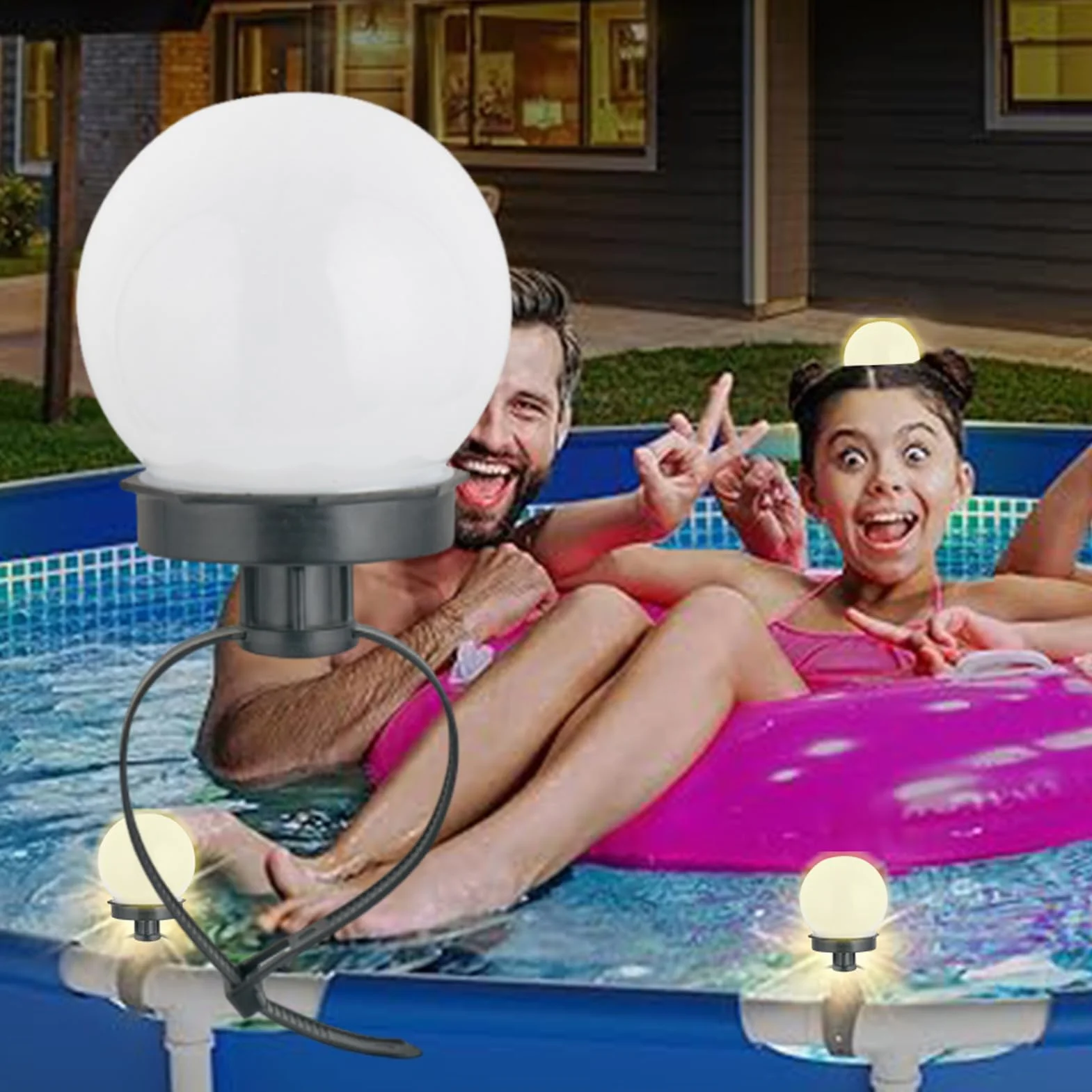 Oświetlenie basenowe LED Solarne, wodoodporne lampki nocne do pływania | Wodoodporna dekoracja ogrodzenia basenu IP65,Akcesoria do dekoracji basenów, lampy solarne LED na zewnątrz, trwałe