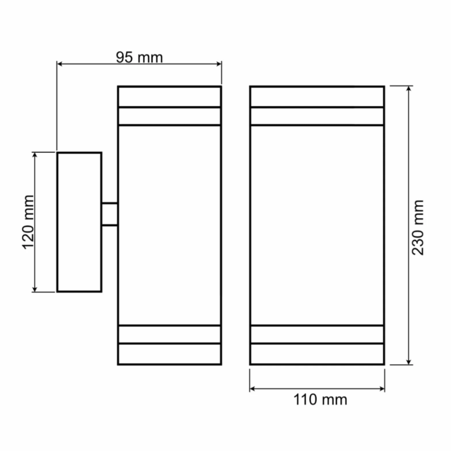 Lumiled lampa ścienna zewnętrzna ściana gniazdo GU10 oświetlenie zewnętrzne kinkiet ogrodowa taras fasada domu IP44 czarny prostokątny aluminiowy góra i