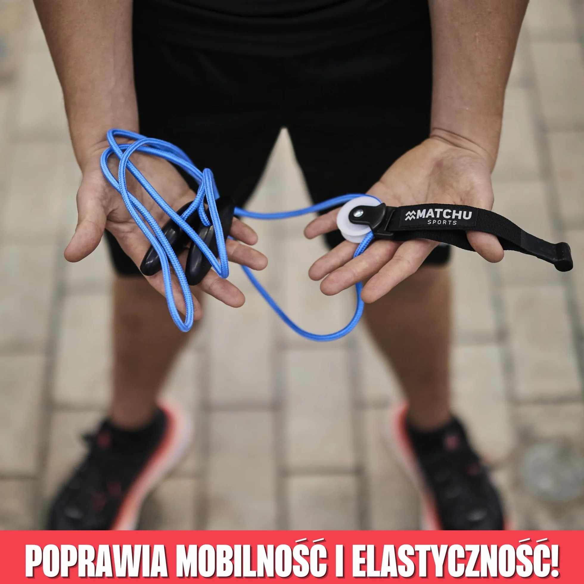 MATCHU pulley na ramię z kółkiem 190 cm niebieski czarny