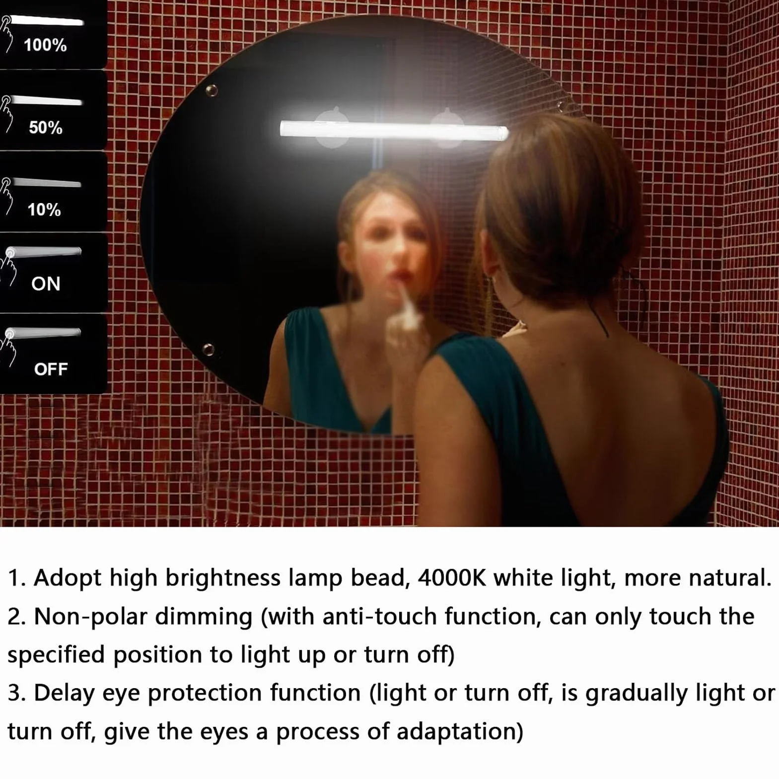 Oświetlenie Lustrzane LED Dotykowa Lustrzana Usb Vanity Light Przenośna Toaletka Ściemniacz światła do Przymierzalni
