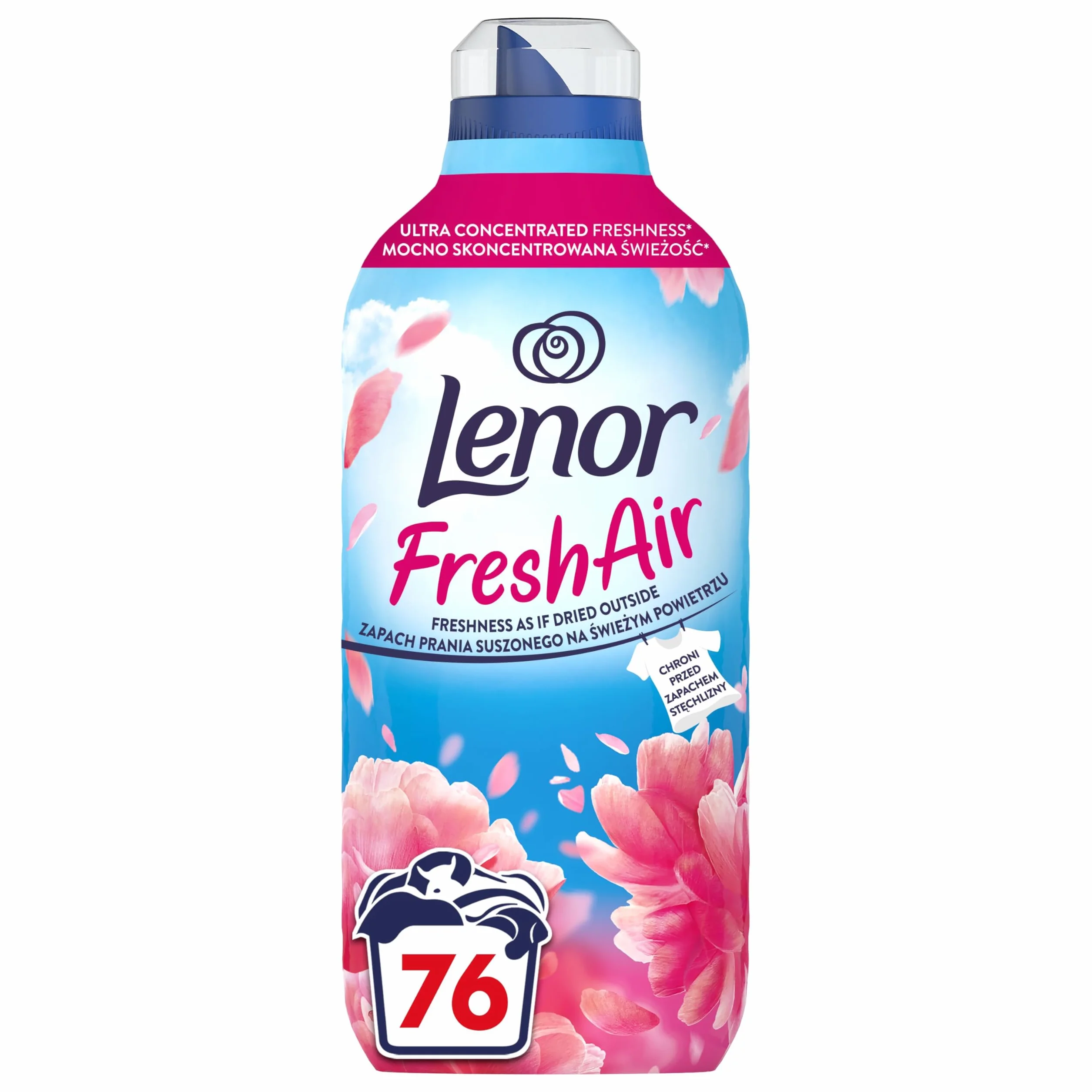 Lenor Fresh Air płyn do płukania tkanin 76 prania, 1.064L, Pink Blossom - mocno skoncentrowana świeżość