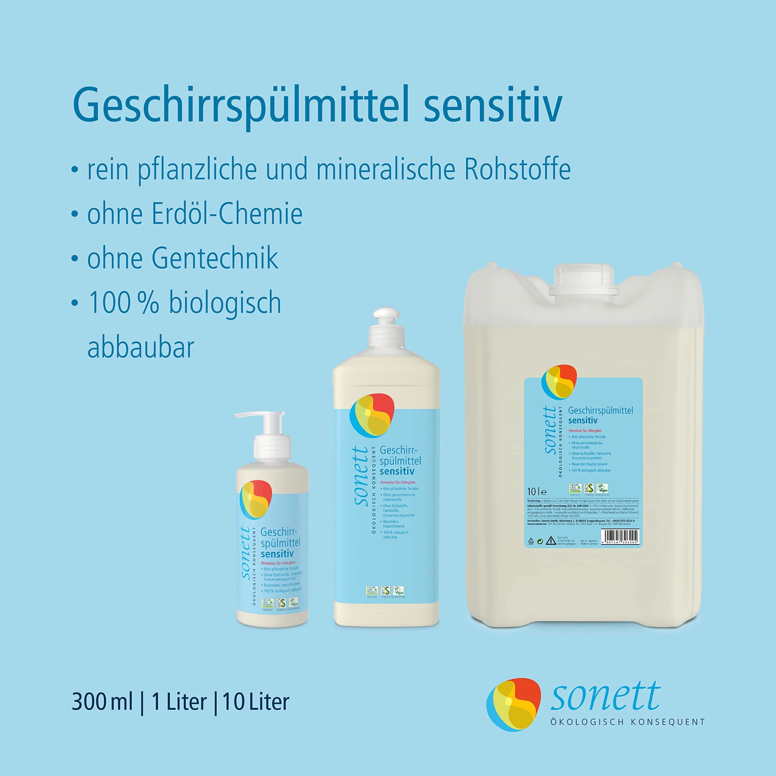 Wrażliwy detergent do mycia naczyń: Do mycia naczyń ręcznych, czysto roślinne środki powierzchniowo czynne