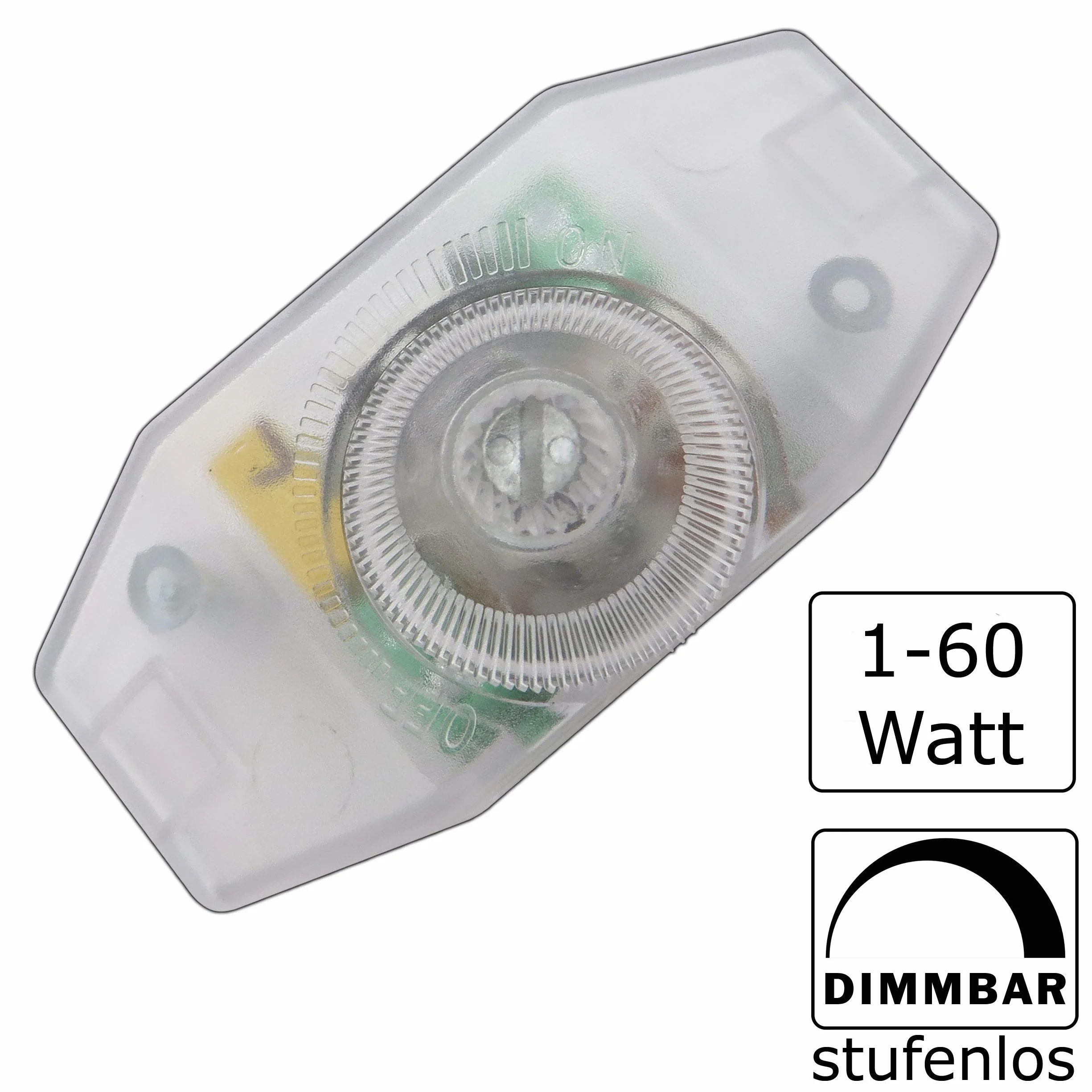 Ściemniacz LED od 1 do 60 W (ściemniacz obrotowy sznurek), płynne ściemnianie dla przyciemnianej żarówki LED, przełącznik przyciemniania, bezgłośny (przezroczysty)