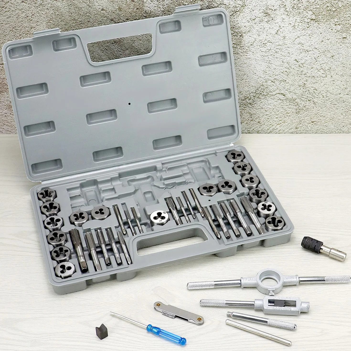 QWORK® 40-częściowy zestaw gwintowników - stal łożyskowa - metryka M3-M12