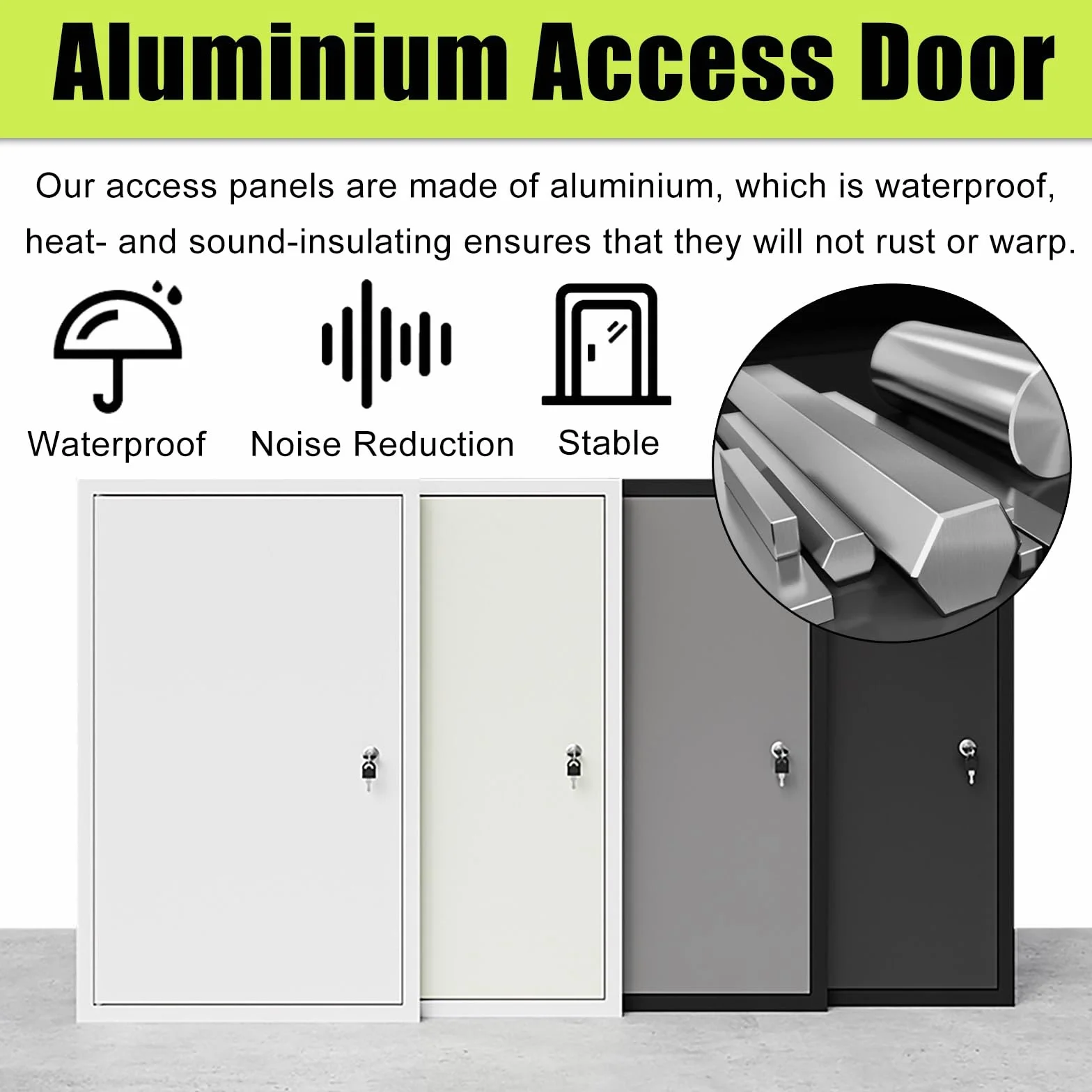 Aluminiowy panel dostępowy do płyt kartonowo-gipsowych 30x50 cali, 28x40 cali, 24x30 cali, 20x20 - zamykany właz inspekcyjny do ścian i sufitów(Black,70x115cm)