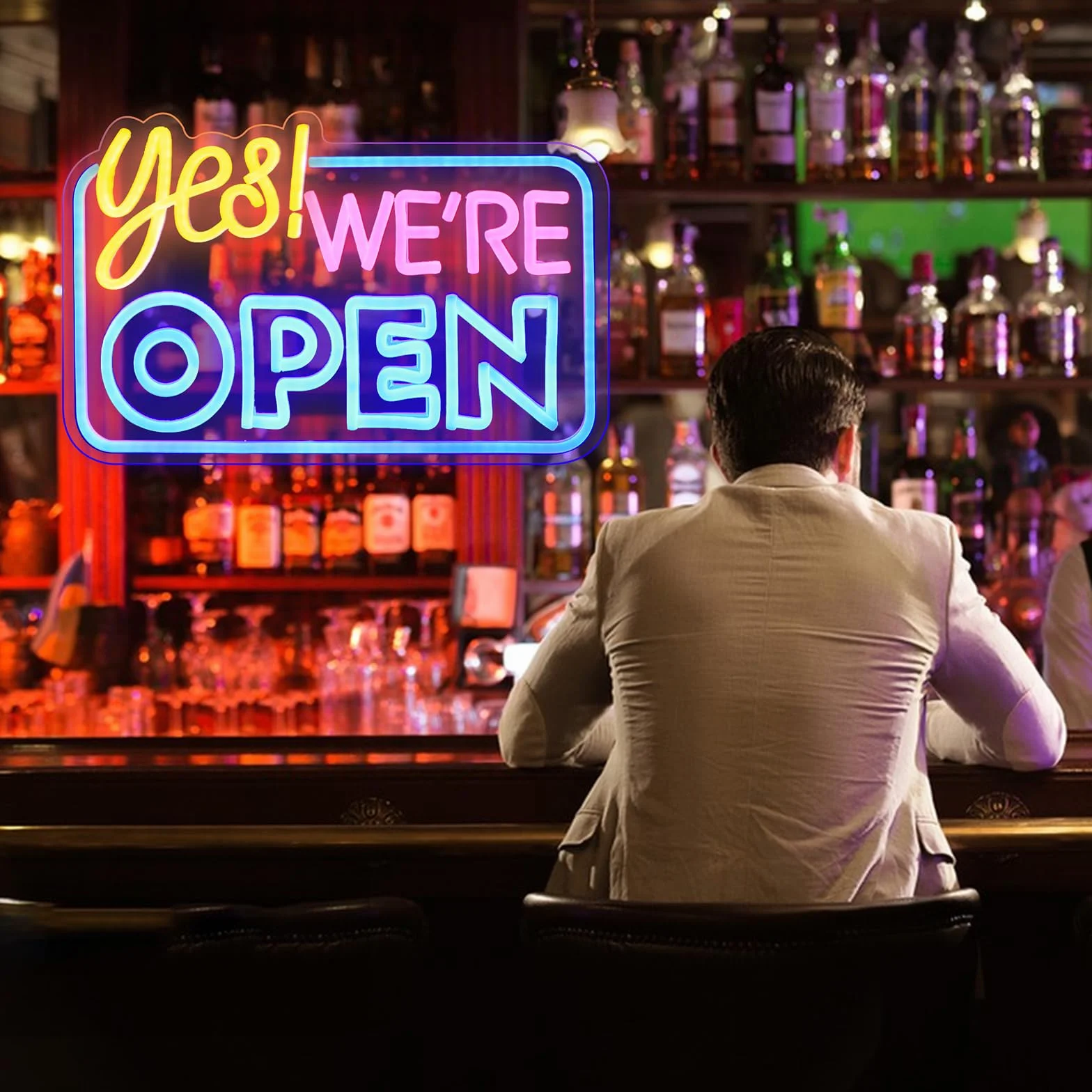 "Yes We are Open" neonowy znak dla biznesu, możliwość ściemniania, otwarty, zasilany przez USB, podświetlane znaki do sklepu biznesowego, kawiarni, hotelu, restauracji, baru, dekoracja (42 x
