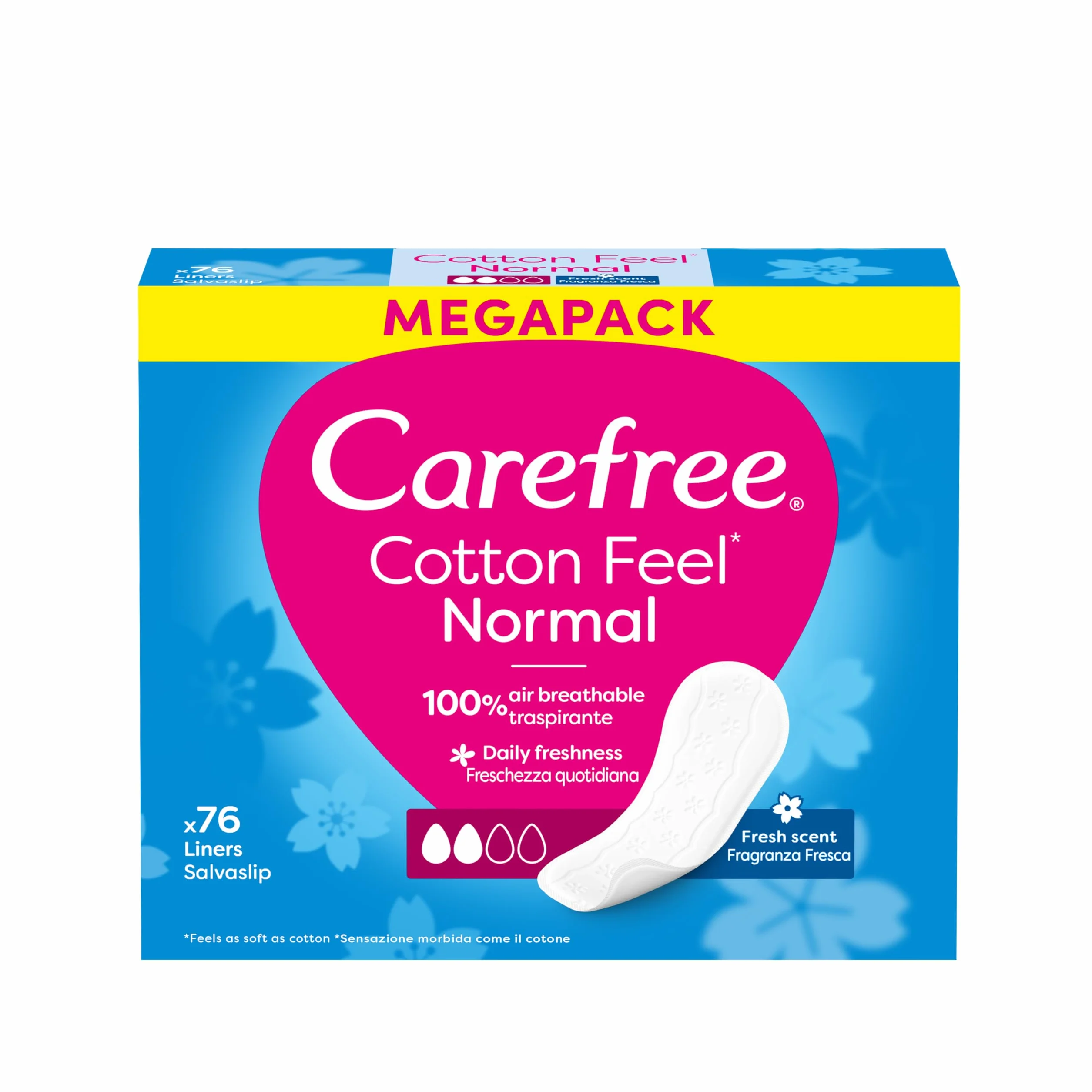 Carefree Cotton Fresh Wkładki Higieniczne 76 szt. Naturalny Ekstrakt Bawełny Świeży Zapach