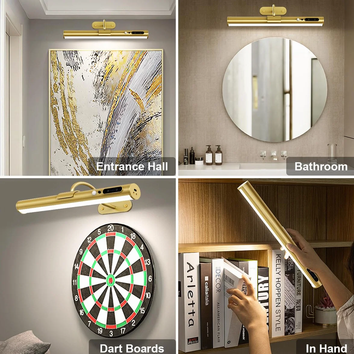 Bezprzewodowa lampa ścienna LED, bezprzewodowa, z pilotem zdalnego sterowania, ściemniana, magnetyczna lampa ścienna, oświetlenie obrazu, bateria do ściany, tarcza do darta, czujnik ruchu,