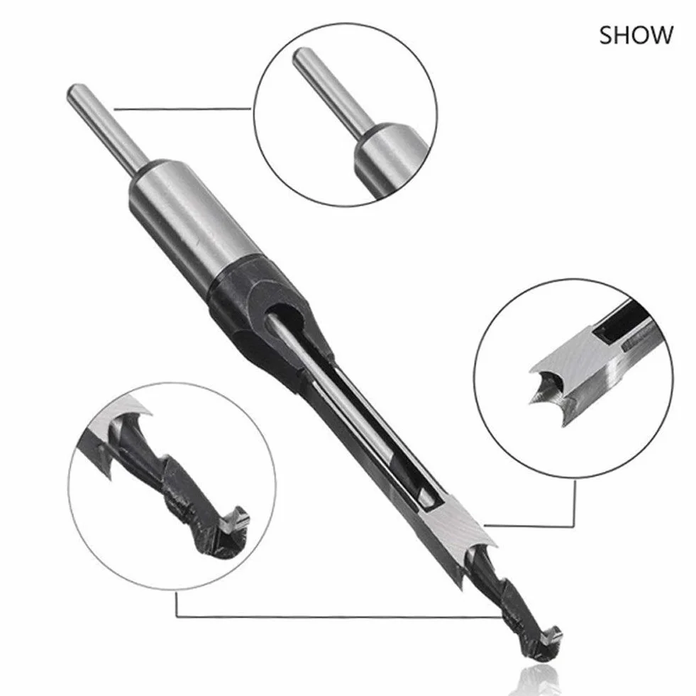 Narzędzia do obróbki drewna 6/8/9,5/12,7 mm HSS Wiertło kwadratowe Wiertło wiertnicze Stal Wtyczka Craving (Kolor: srebrny, Rozmiar: 5 16 cali 8 mm)
