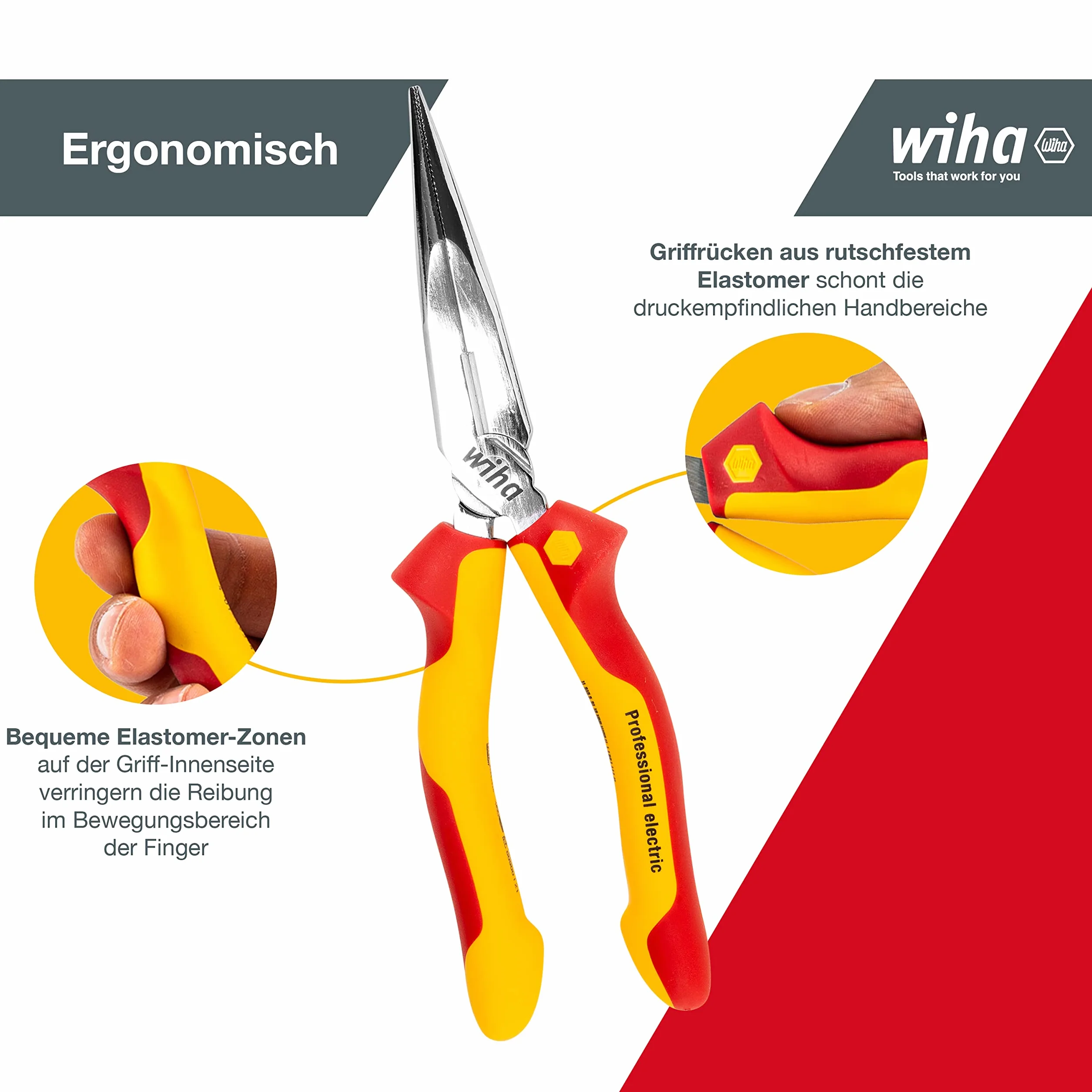 Wiha Szczypce płaskie okrągłe Professional electric 200 mm VDE