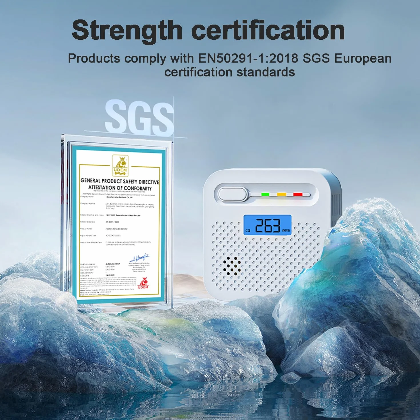 Detektor CO Detektor tlenku wegla WiFi 10-etnia bateria, powiadomienia push wczasie rzeczywistym za posrednictwem aplikacji bezpieczenstwa Tuya &SmartLife, alarm 85 dB, cyfrowy wy$wietlacz LCD (1Pack)