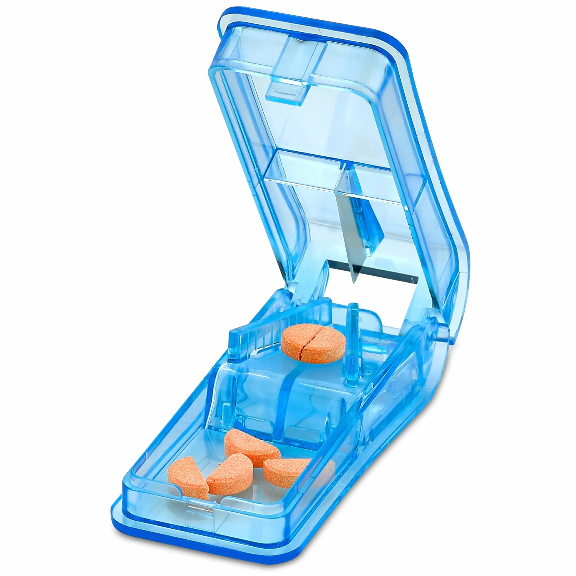 Pill Cutter V-Grip Pill Crusher i Cutter do witamin Big & Small Pills przezroczysty Pill Splitter z Case