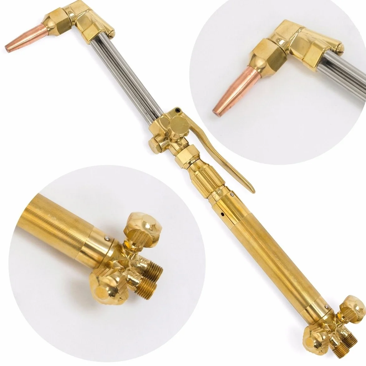 XtremepowerUS Zestaw palnika do cięcia lutowania tlenowego i acetylenowego, gazowy z 3 dyszami, zestaw regulatora węża o długości 11,5 stóp CGA 540, etui do przenoszenia gogli