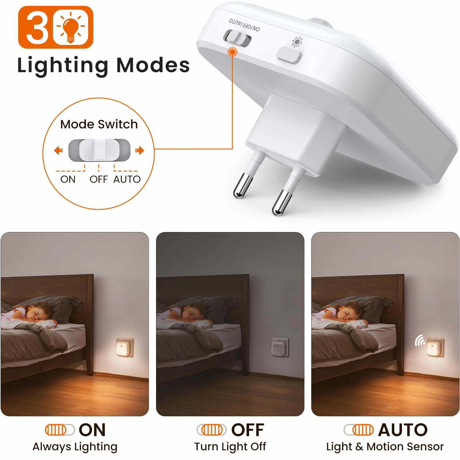 Lampka nocna wtyczka w ścianie