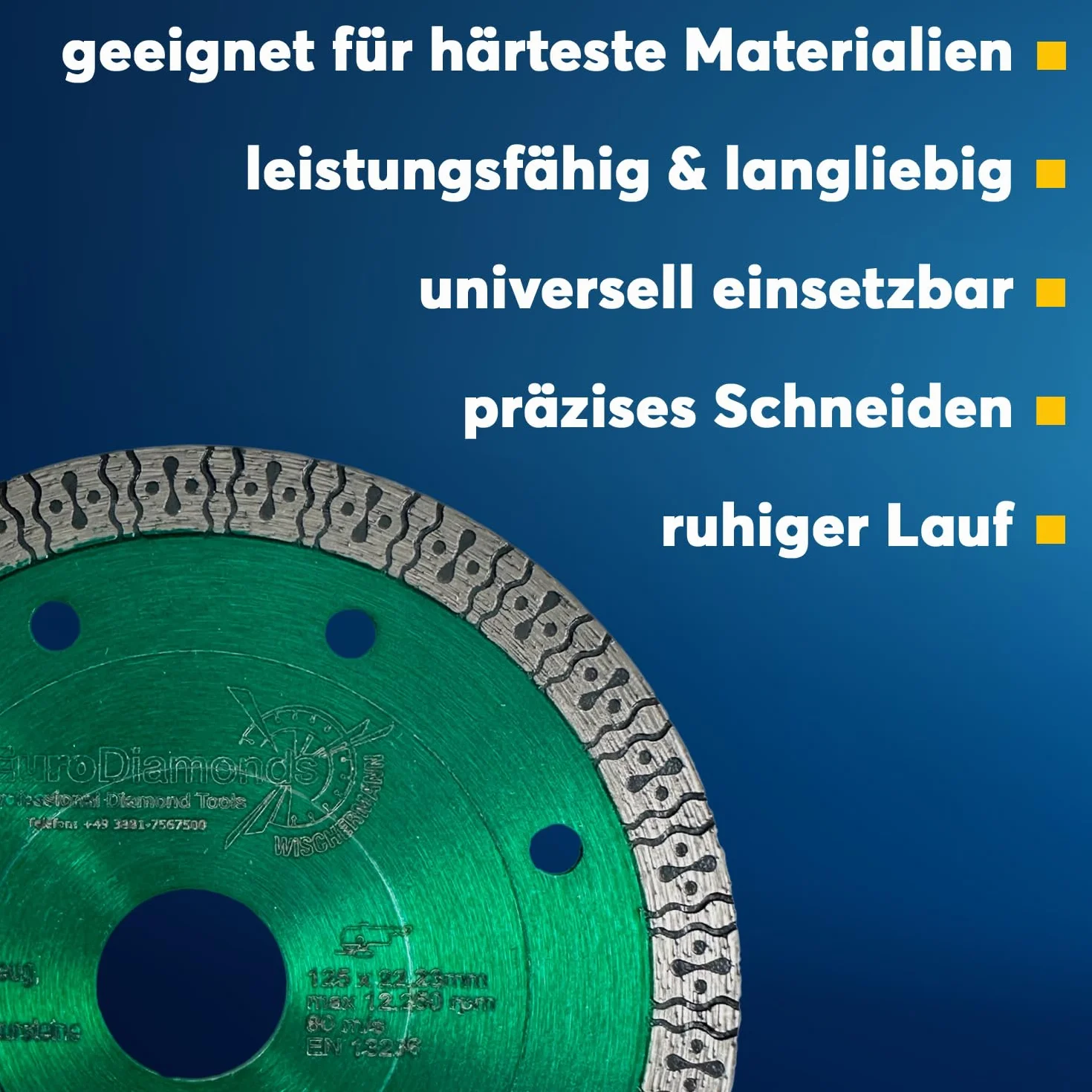EDW Diamentowa tarcza do cięcia płytek gresowych 125 mm x 22,2 mm profesjonalna tarcza do płytek do szlifierek kątowych