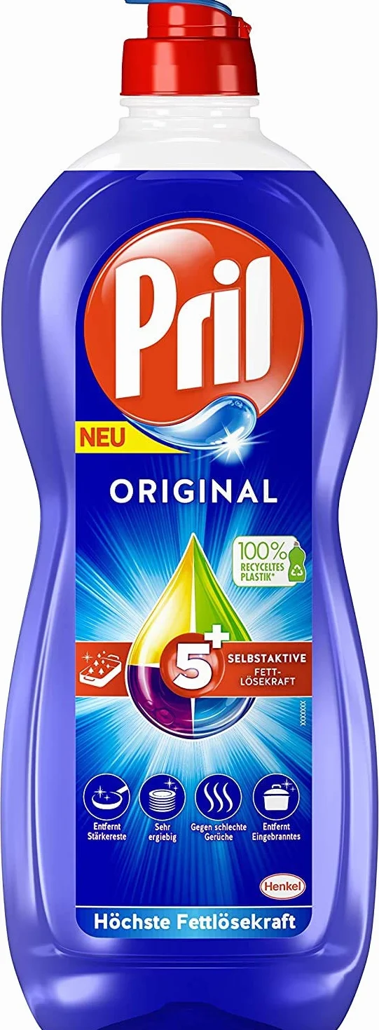 Pril 5 Plus Original płyn do mycia naczyń, 7 x 675 ml z samoczynnie aktywnym rozpuszczaniem tłuszczu