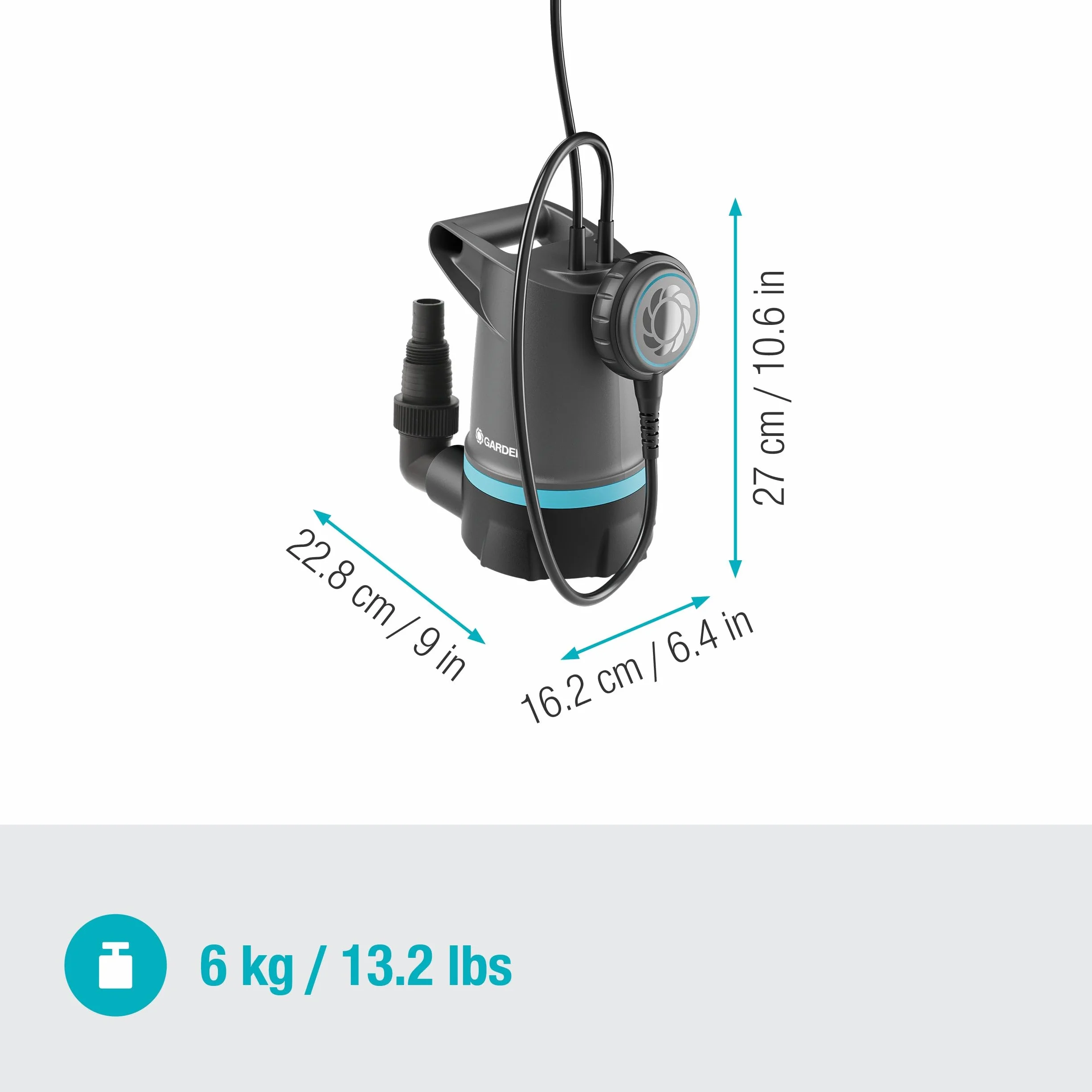 GARDENA BASIC pompa głębinowa do wody czystej 20 000 l/h, z przełącznikiem pływającym