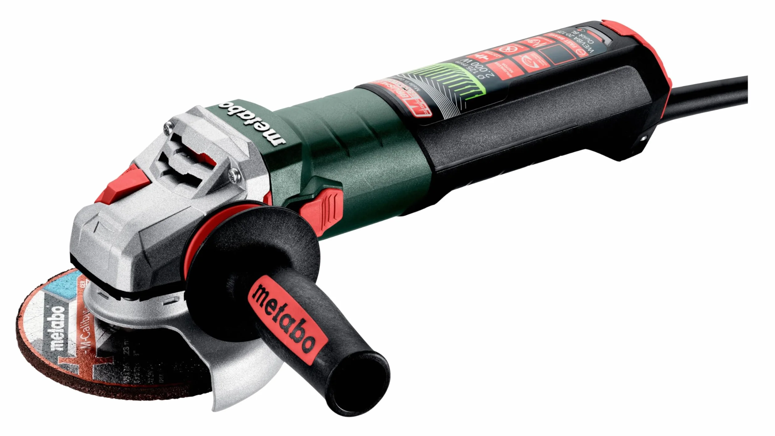 metabo Szlifierka kątowa WEVBA 20-125 Quick BL – 2000 W, 125 mm, 11000 obr./min, 3,5 Nm – silnik bezszczotkowy, VTC Elektronika, system M-Quick-System, uchwyt antywibracyjny, filtr przeciwpyłowy