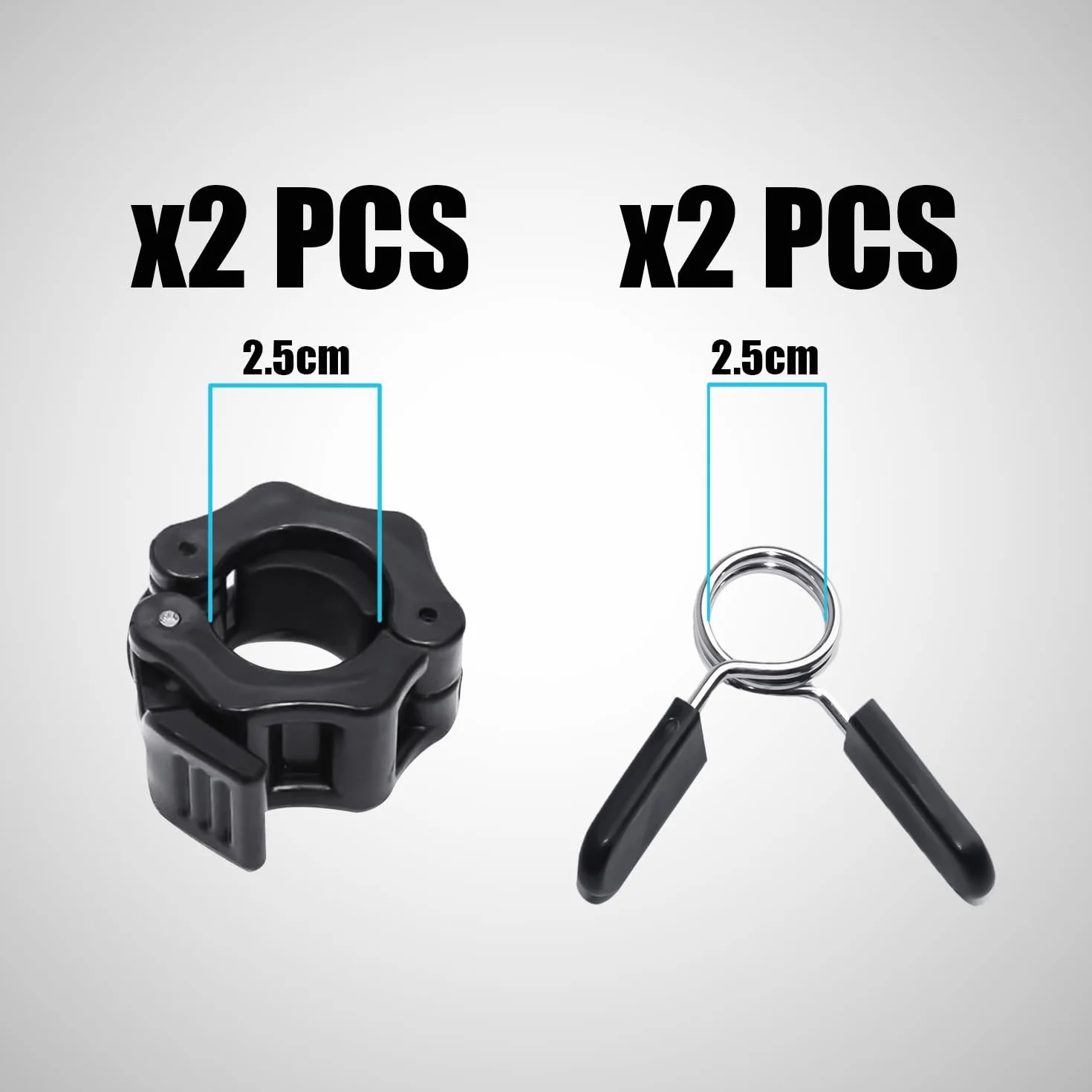 2 sztuki zacisków do sztangi o długości 2,5 cm, z 2 sztukami 2,5 cm, klamra do mocowania hantli do hantli, hantle do podnoszenia ciężarów i fitnessu (czarne)