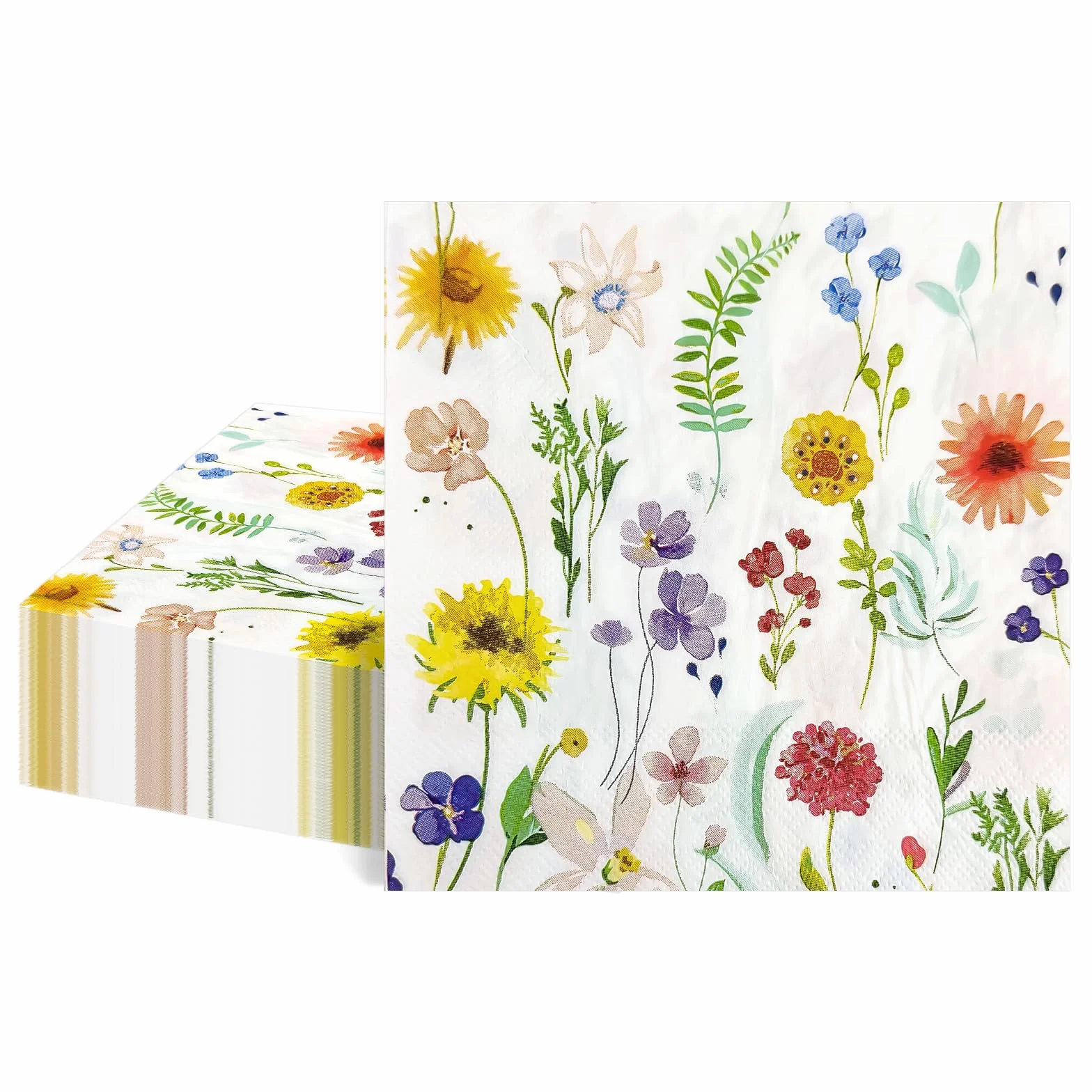 Flintronic 40 sztuk serwetek kwiatowych, 2-warstwowe, eleganckie serwetki papierowe, 33 x 33 cm, jednorazowe serwetki deserowe na urodziny, wesela, baby shower, komunia