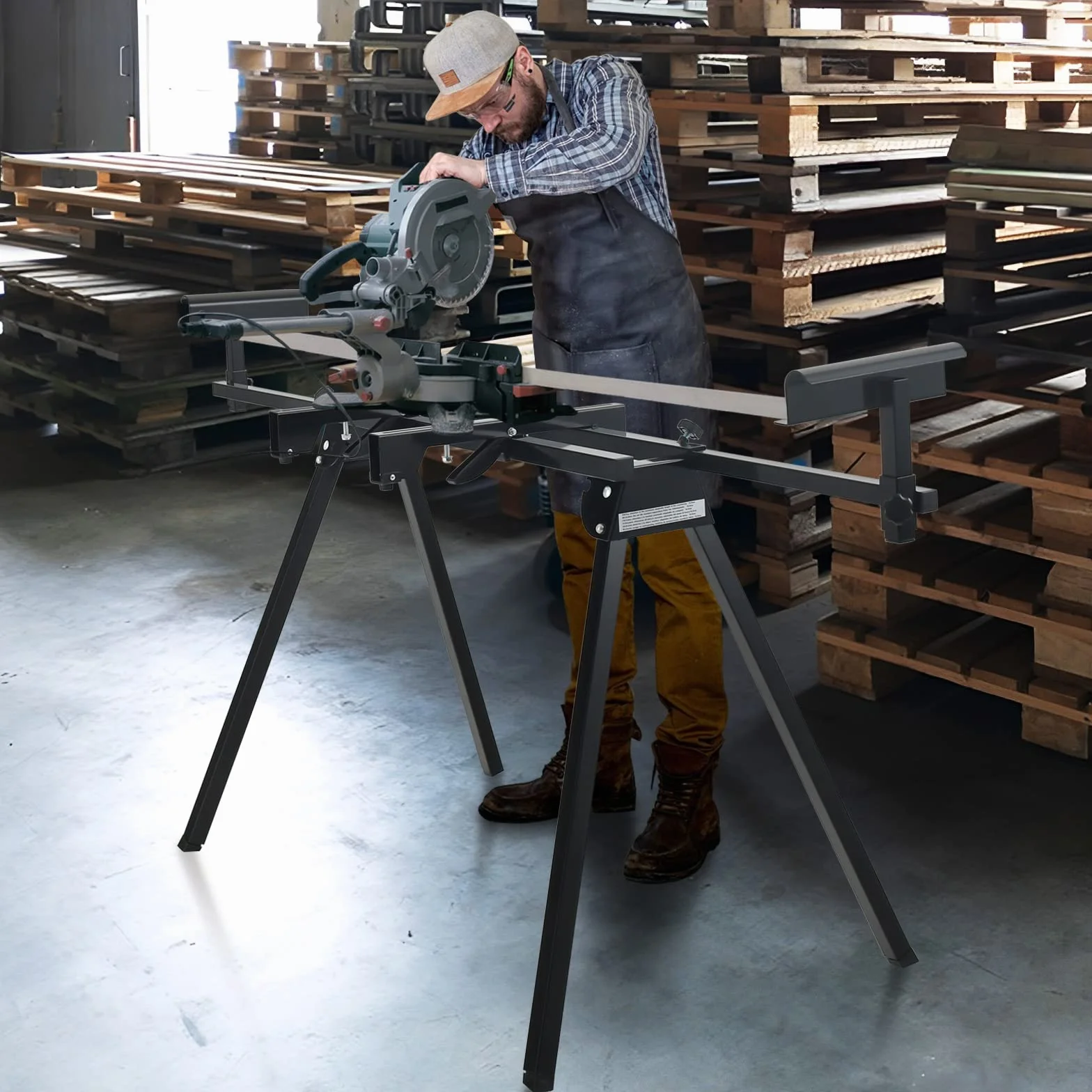 COSTWAY Stelaż do piły ukośnej, stół roboczy, mobilny, do 150 kg, regulacja wysokości 83-91,5 cm, wysuwany 94-190 cm, uniwersalny stojak do piły ukośnej, metalowy