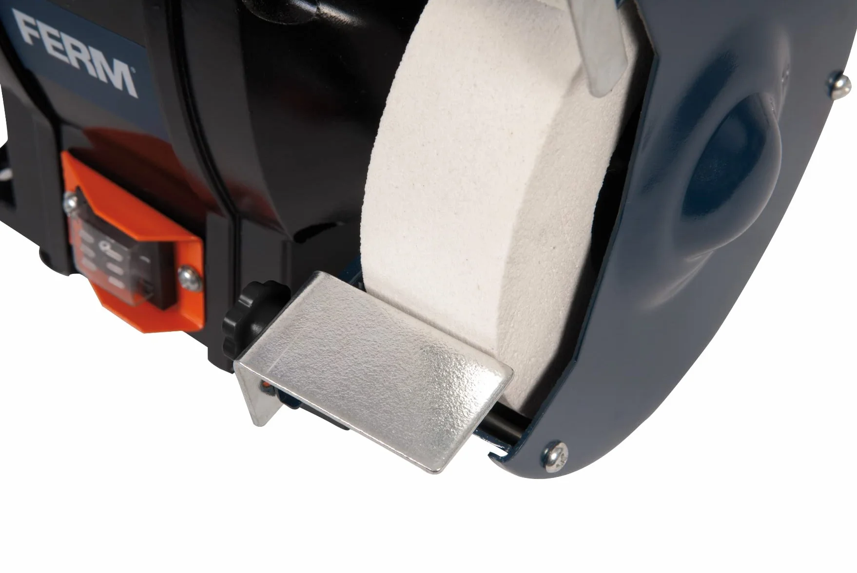 FERM BGM1020 podwójna szlifierka 250 W - 150 mm - wraz z kamieniami szlifierskimi P36 i P60, okulary ochronne i łapacz iskier, czarna