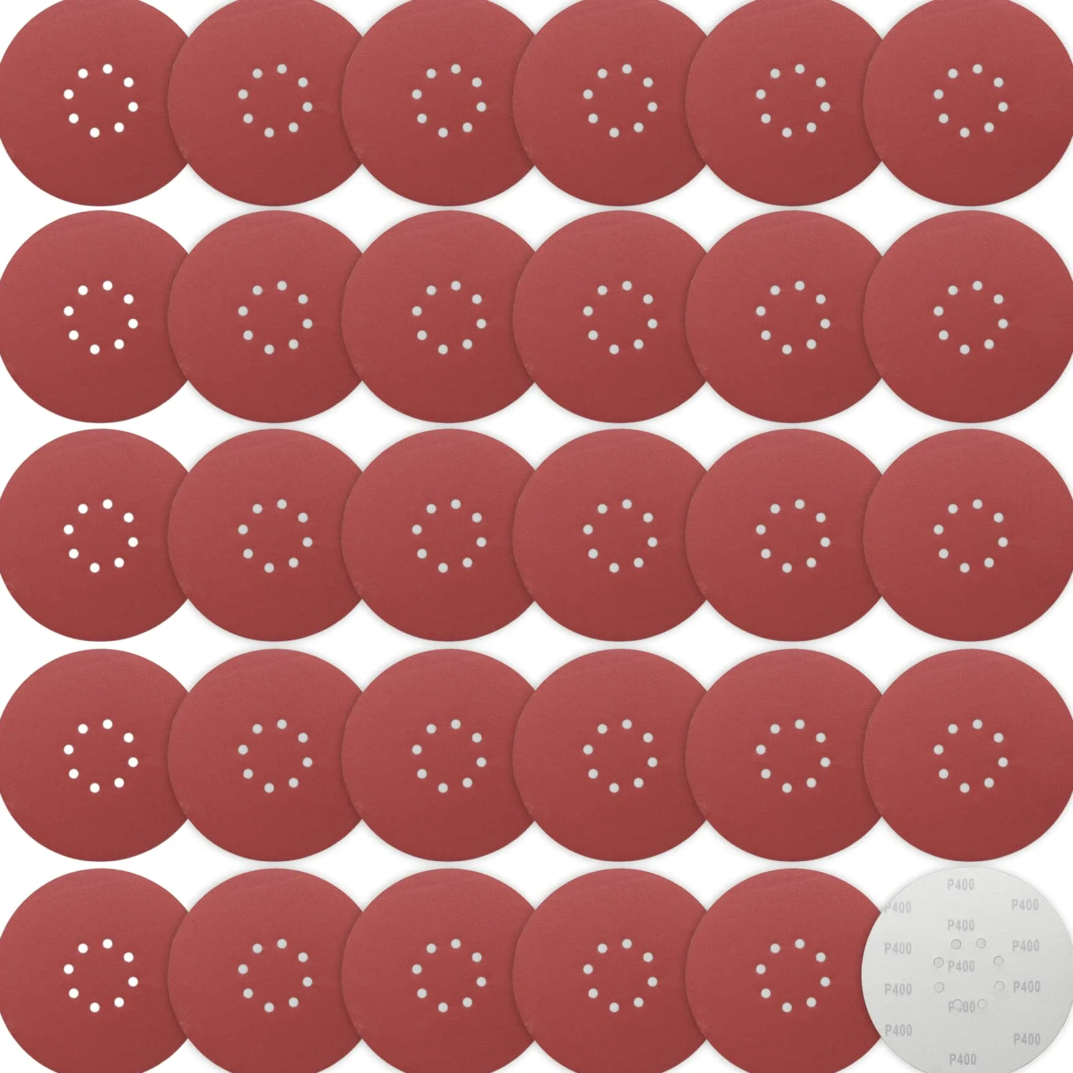 STEBRUAM Tarcze szlifierskie 225 mm o ziarnistości 400, 30 sztuk tarcze szlifierskie oscylacyjne 9 cali 225 mm duże tarcze szlifierskie z haczykami i pętelkami, 8 otworów, okrągła blacha papieru ściernego do szlifowania żyrafy, podkładki szlifierskie do p