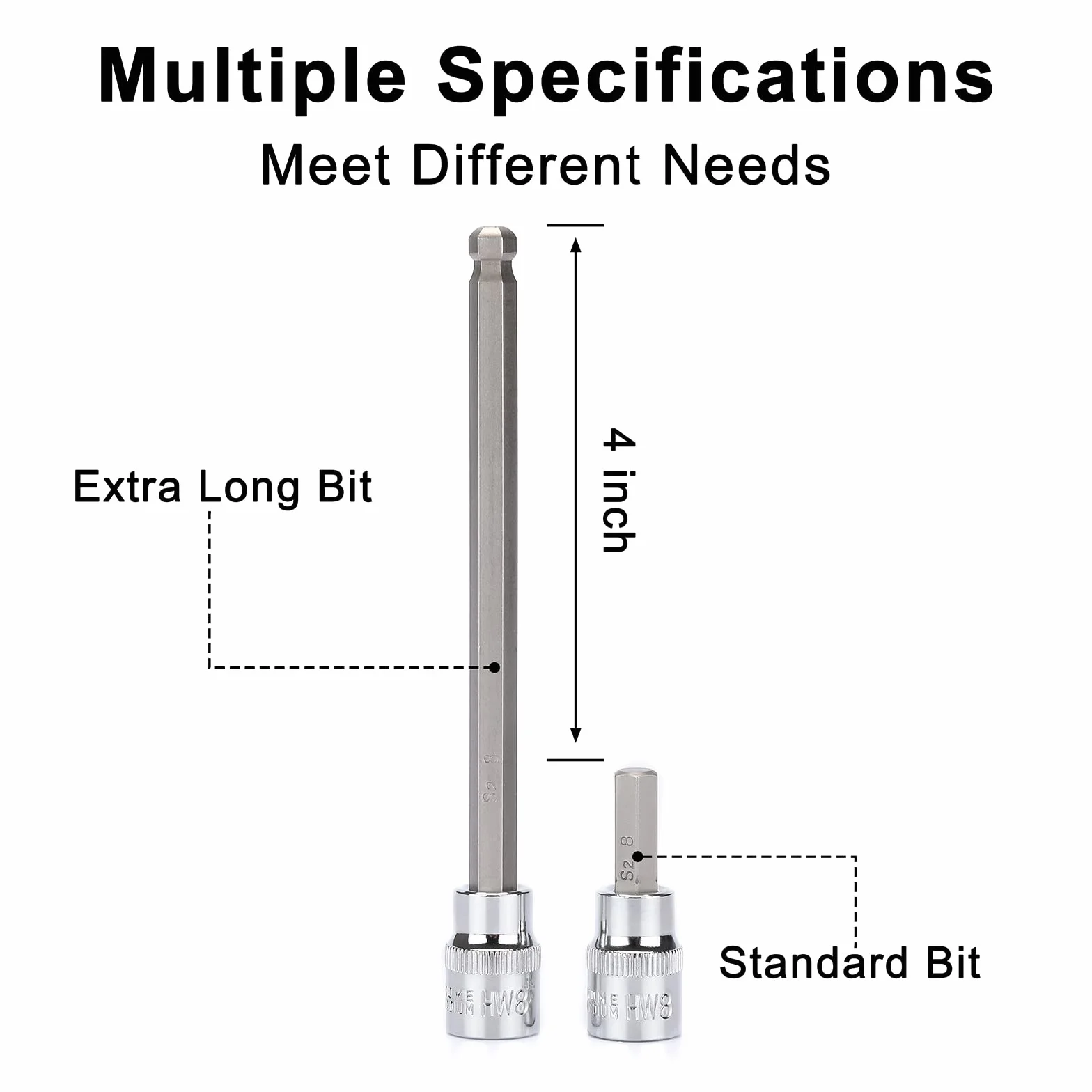 Mayouko Zestaw nasadek bitowych 107 sztuk, 1/10.2 cm, 3/20.3 cm i 1/5.1 cm, Torx/Extra Long Torx/Tamper Proof Torx/Hex/Ball End Hex, SAE/Metric, S2 stalowe bity