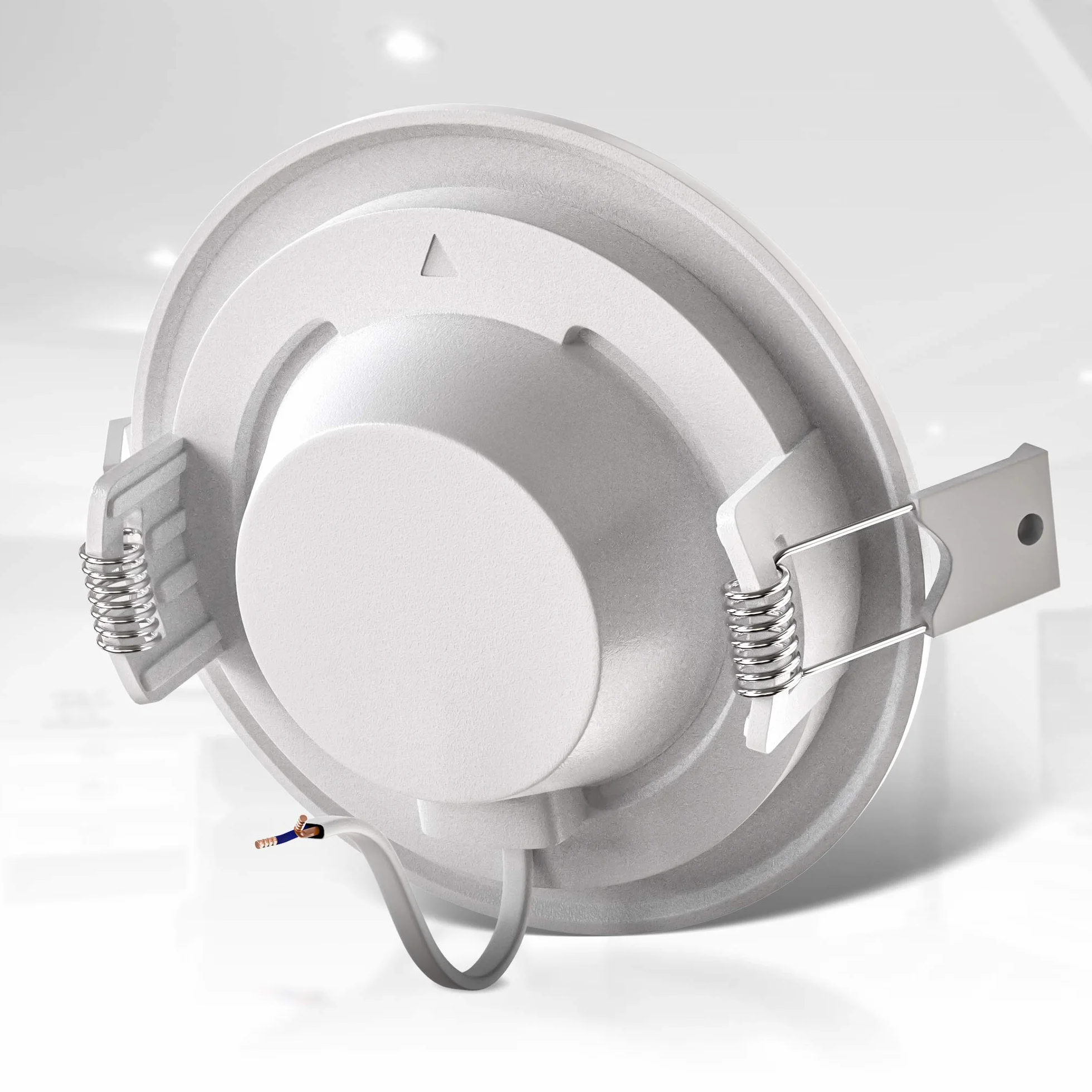 B.K.Licht zestaw 3 ściemnianych reflektorów LED do zabudowy w łazience, ultra-cienki, wycięcie na suficie Ø 100 mm / 3,94 cala, wbudowane moduły LED 6 W, 600 lm, ciepłe białe światło 3000 K, IP44, nie wymaga transformatora 230 V