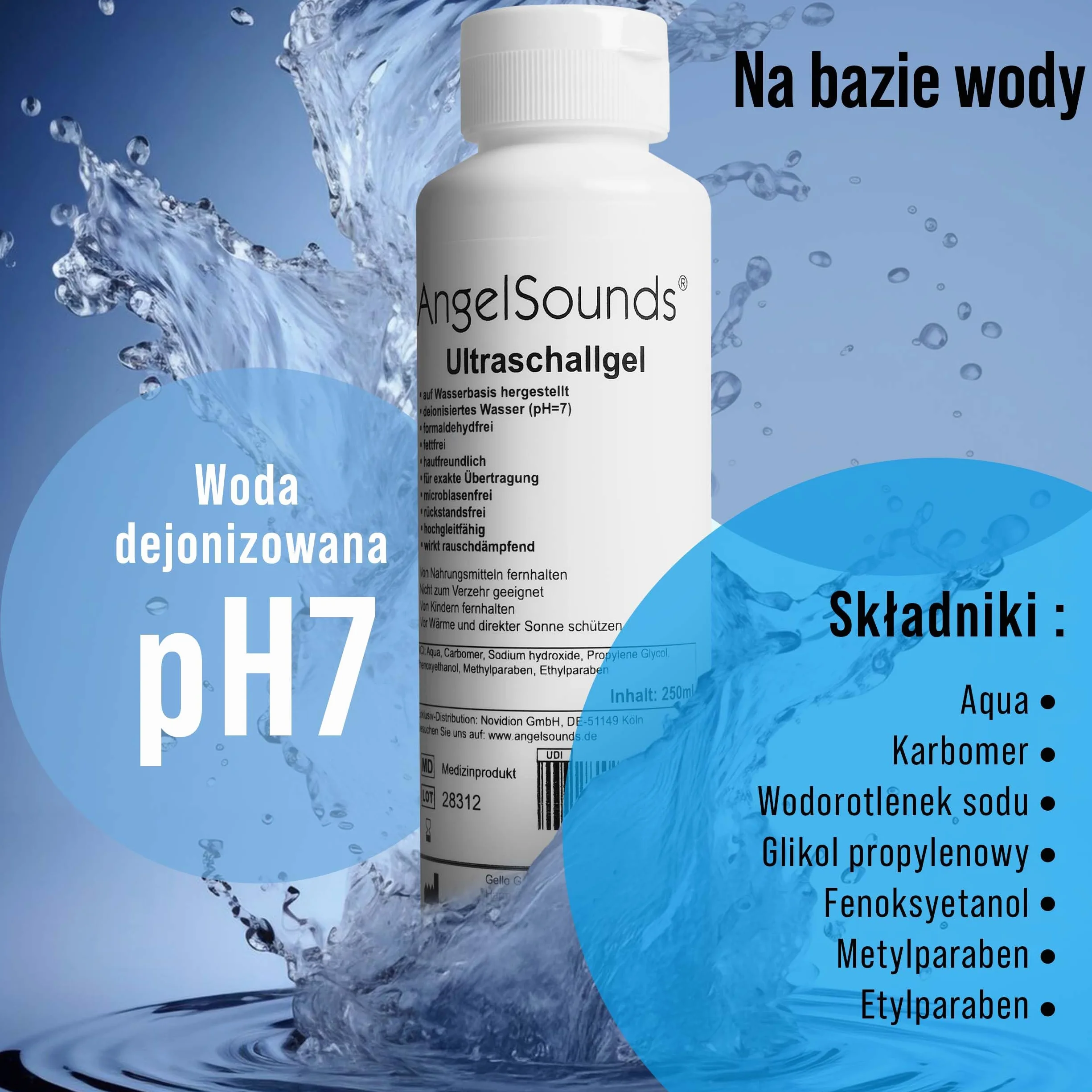 AngelSounds Żel ultradźwiękowy 250 ml transferowy kontaktowy