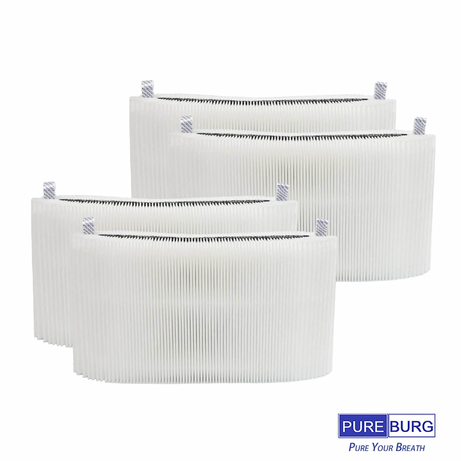PUREBURG Filtr zastępczy kompatybilny z Blueair Blue Pure 511i Max, 4 sztuki w opakowaniu z węglem aktywnym H13 HEPA, oczyszczanie powietrza, kurz, lotne organiczne lotne związki organiczne, zapachy