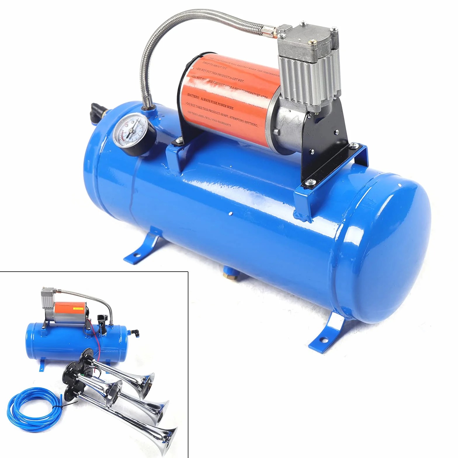 Sprężarka powietrza | kompresor powietrza | zestaw 6 litrów z 150 psi 12 V 6 l sprężarka powietrza kompresor 4 trąbki