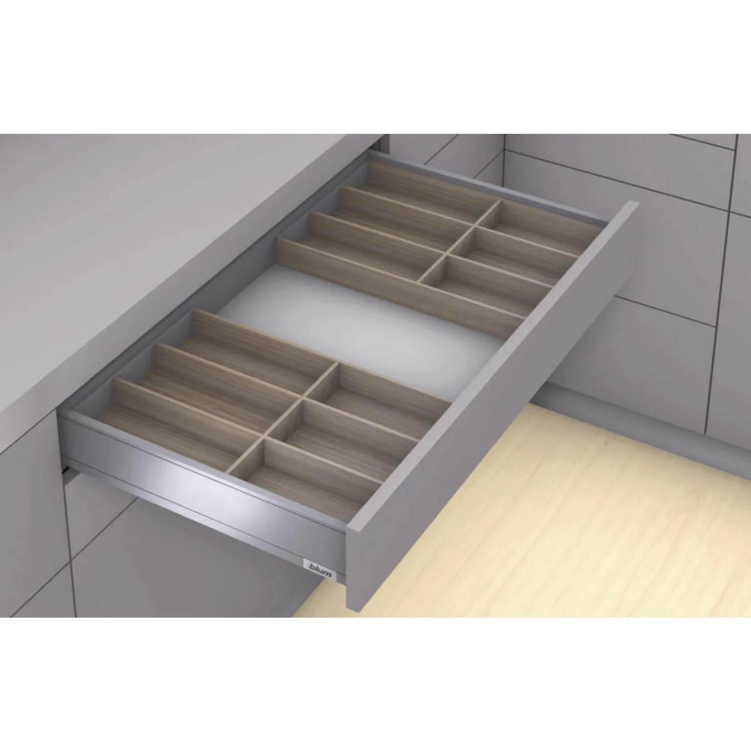 BLUM AMBIA-LINE wkład na sztućce NL600 mm, szer. 300 mm, orzech Tennessee
