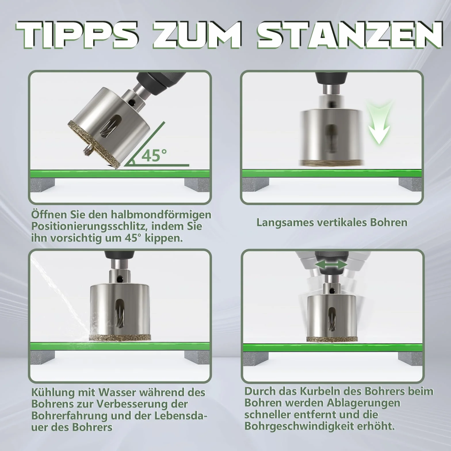 CSOOM 110mm wiertło do szkła z 2*wiertłami środkowymi, wiertło koronowe do płytek, szkła, ceramiki, marmuru, wapienia