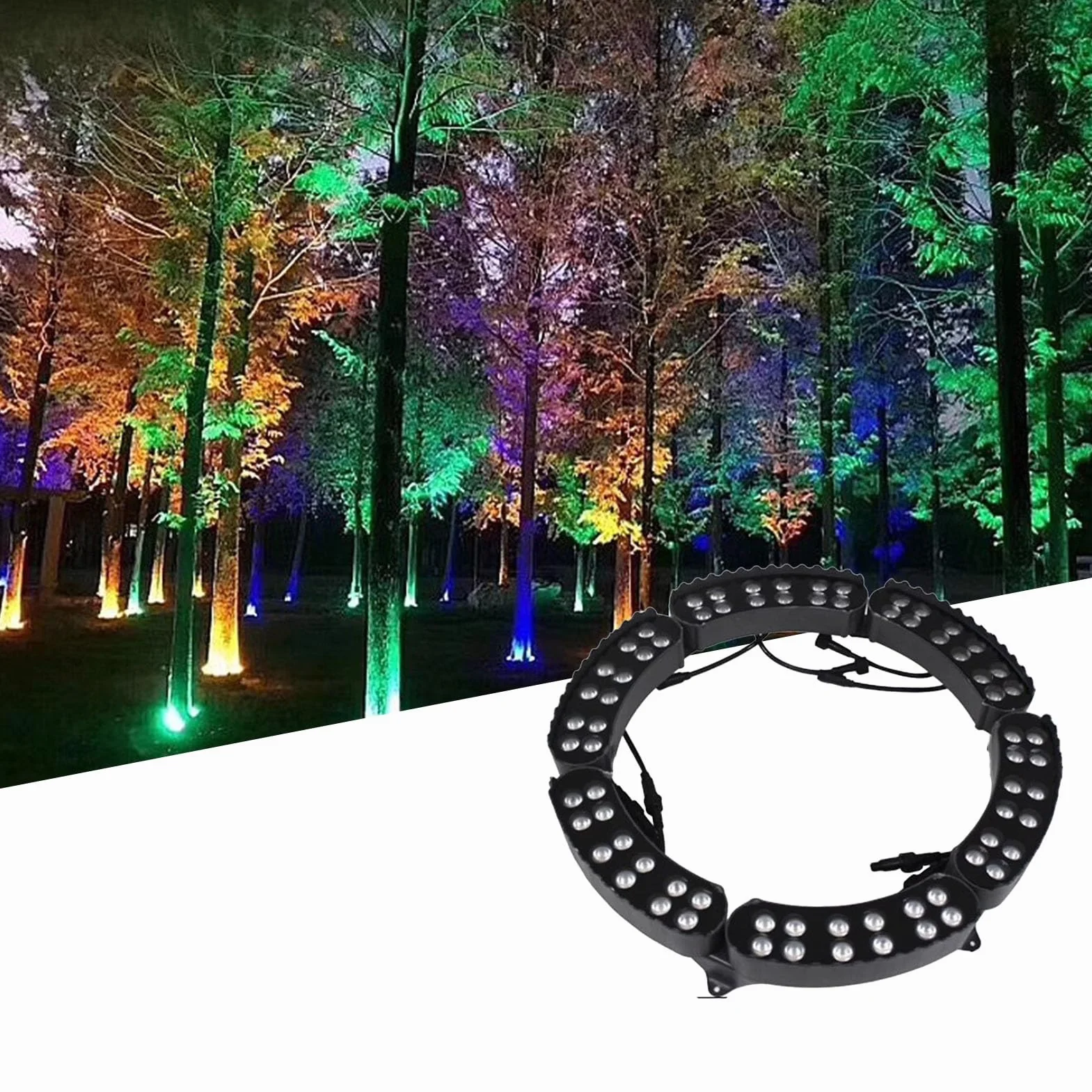 Pierścień świetlny Zewnętrzny okrągły reflektor LED w kształcie palmy, 7 kolorów, automatyczna zmiana koloru w 5 sekund, 220 V AC (6 zestawów)