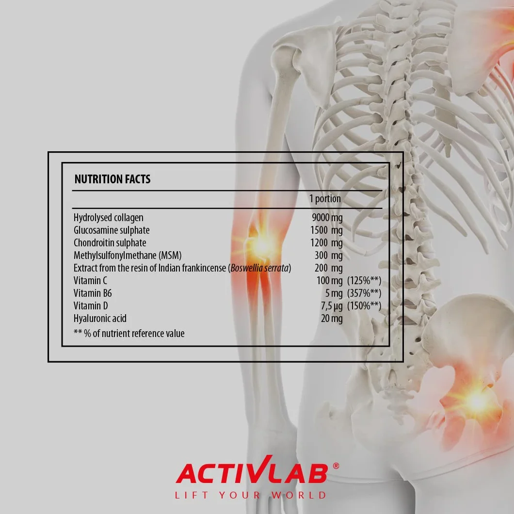 Activlab FLEX Xtra 400g | Smak Brzoskwiniowy | Kolagen Typ I | Glukozamina | MSM | Witamina C B6 D | Hyaluronian | Dla Stawów