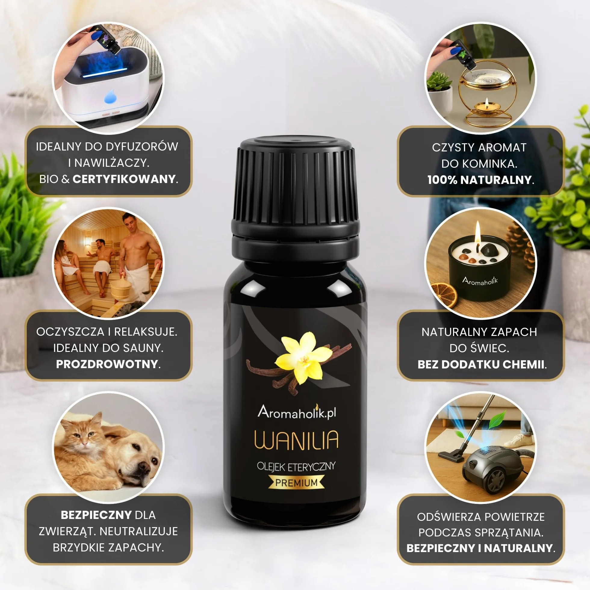 Olejek Eteryczny waniliowy BIO 100% naturalny – olejek eteryczny do dyfuzora & aromatyzera – certyfikowany olejek eteryczny z Indii – Vanilla Essential Oils 10ml do sauny i masażu