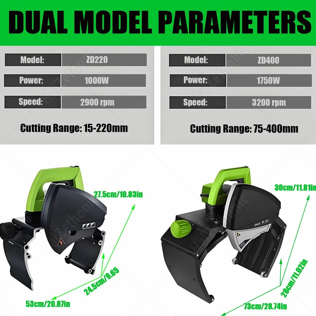 ZD400 Automatyczna maszyna do cięcia rur, podwójny model elektryczny obcinacz do rur stalowych, plastikowych, miedzianych, zakres cięcia 1,5-40 cm, ZD400