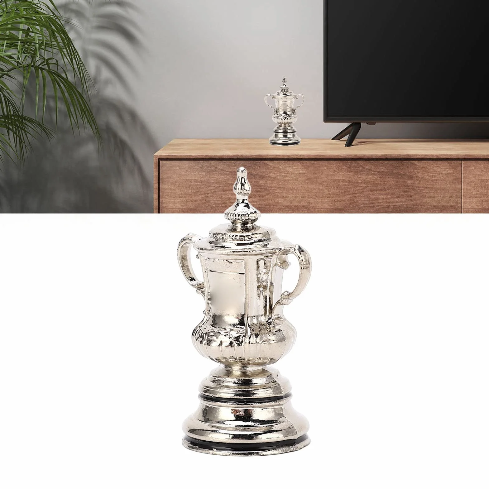 Trofea z Nagrodami, Wysoka Symulacja Metalowych Trofeów Piłkarskich Ozdoby Decor Mini Gra w piłkę nożną Puchar Trofeum Model na stół, Stolik Nocny, Półka na Książki, Salon