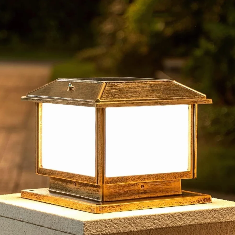 Lampa Słupki Solarne Zewnętrzne Lampy Filarowe Nowoczesne Kolumnowe Wodoodporne Ogrodowe Lampa Ogrodowa Domowa Brama Drzwi Słupek Zewnątrz i Drogę(30cm)
