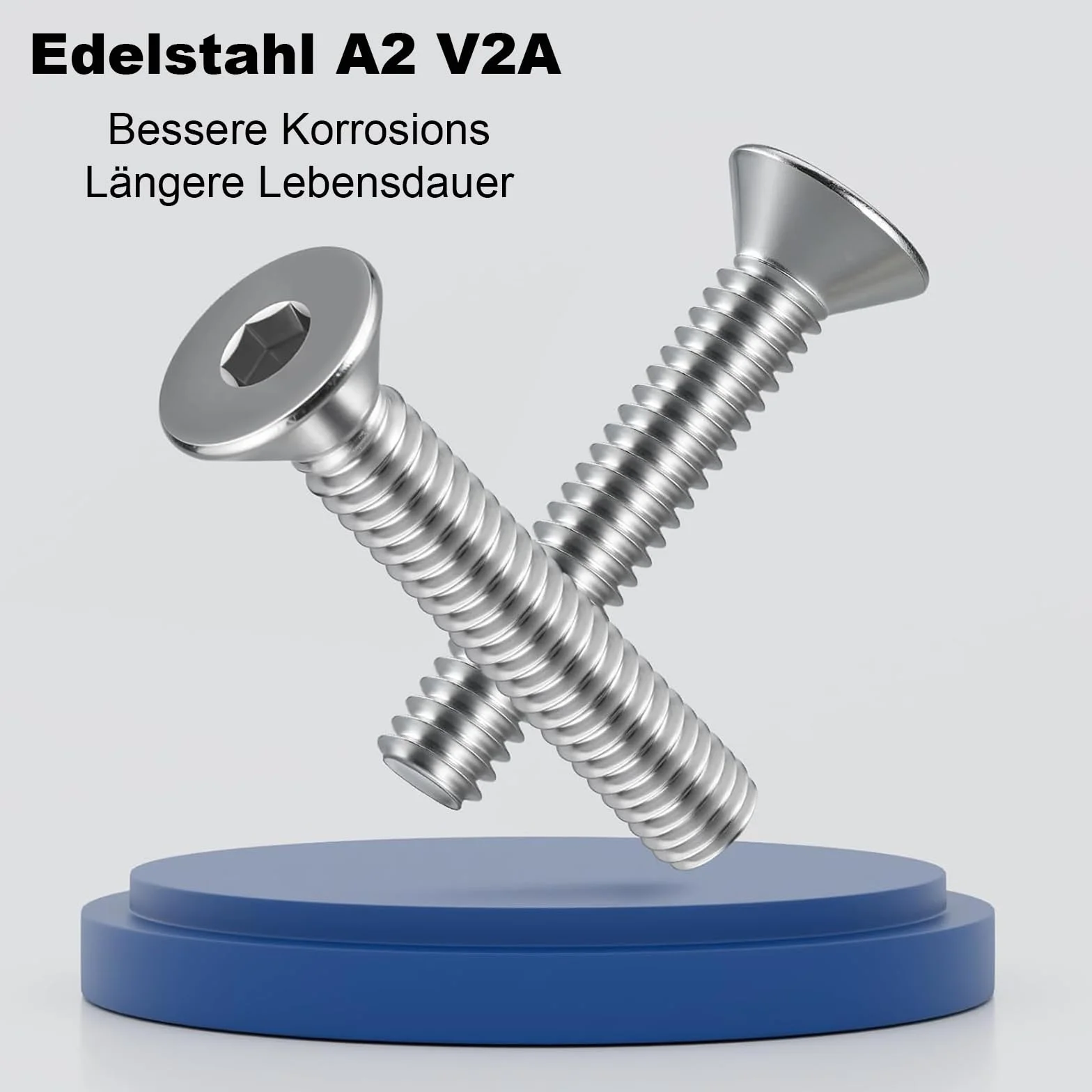 10 sztuk śrub z łbem stożkowym M6 x 50 mm z gniazdem sześciokątnym wewnętrznym, stal nierdzewna A2 V2A, pełny gwint z kluczami sześciokątnymi wewnętrznymi