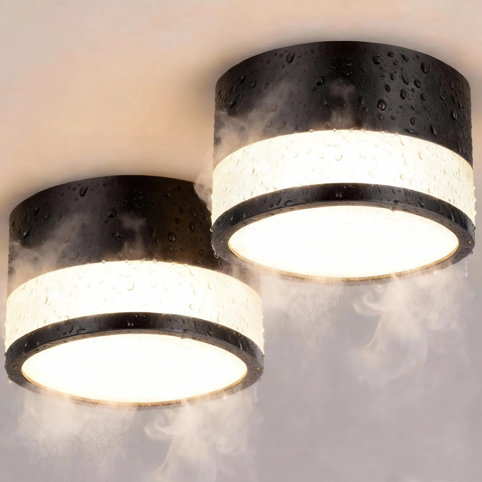 2 szt Reflektor Natynkowy Czarna IP44 Wodoodporna, Do Łazienki, Kuchni, Salonu i Holu, LED Ciepła Biel 3000K, 12W 1100LM, Oświetlenie 230V dla Pomieszczeń Wilgotnych
