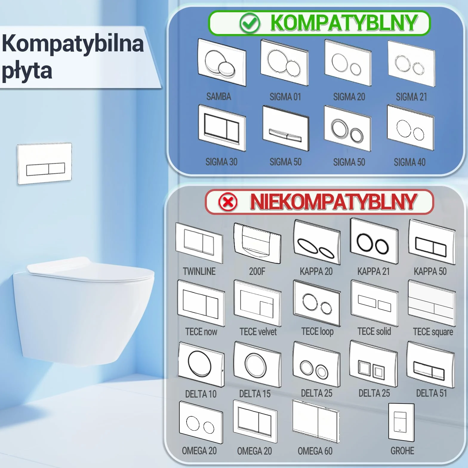 WC Płyta aktywacyjna z zestawem klapy spuszczającej i ramą montażową, kompatybilna z Geberit Sigma, UP300 i UP320, z podwójnym spuszczaniem (Kolor brązu)
