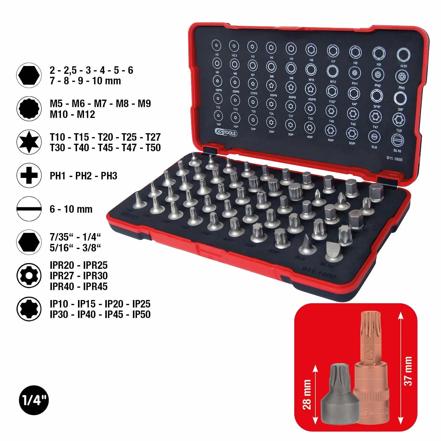 KS TOOLS 911.1850 Zestaw kluczy nasadowych