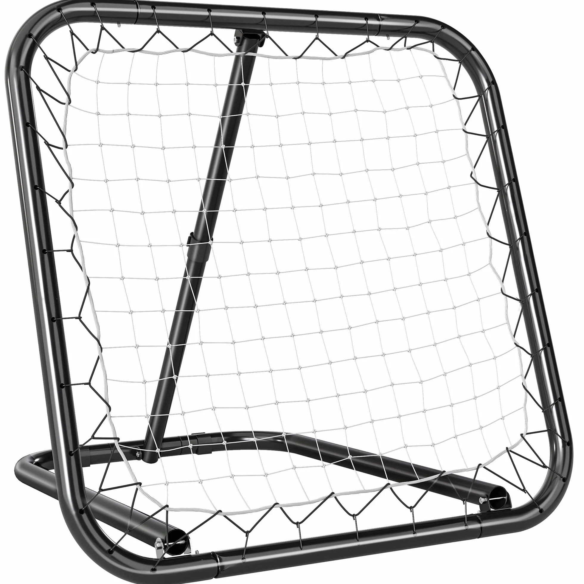 HOMCOM rebounder do piłki nożnej składana bramka odbijająca ściana do odbijania siatka do baseballu koszykówki z 5-stopniową regulacją metal kolor czarny 78 x 84 x 65-78 cm