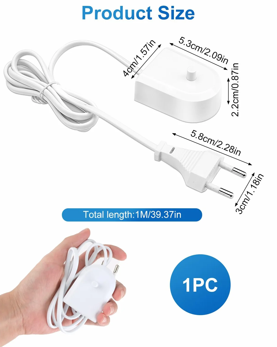 Ładowarka elektryczna do Philips Sonicare, kompatybilna z Philips HX6511 HX6512 HX6530 HX6710 HX6750 HX6780 HX6910 HX6930 HX8000 HX9000 Ładowarka indukcyjna Wodoodporny adapter zastępczy IPX7