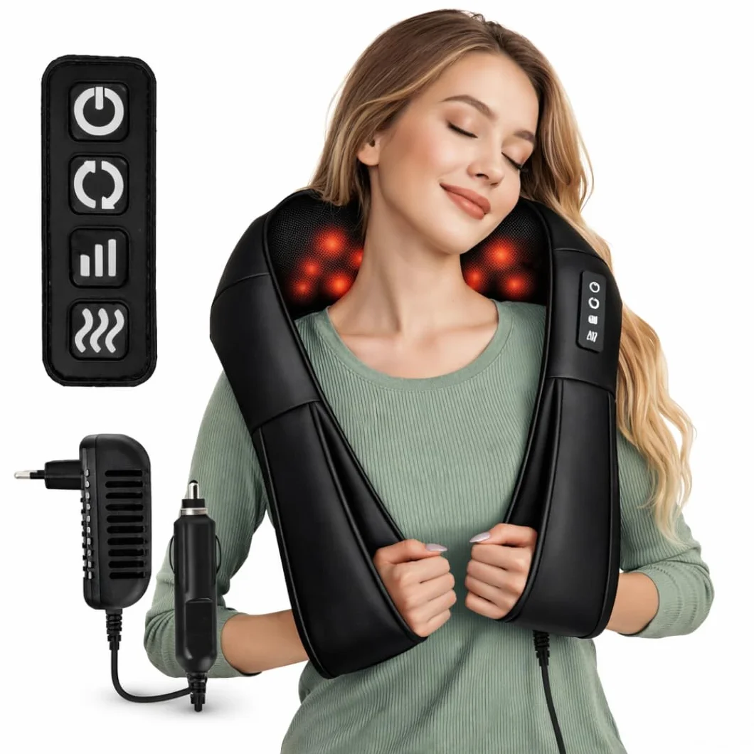 Masażer Shiatsu do Karku i Pleców z Podgrzewaniem – Elektryczny Masażer Ugniatający do Szyi, Ramion i Pleców, Relaks w Domu i Biurze MM Infinity Love