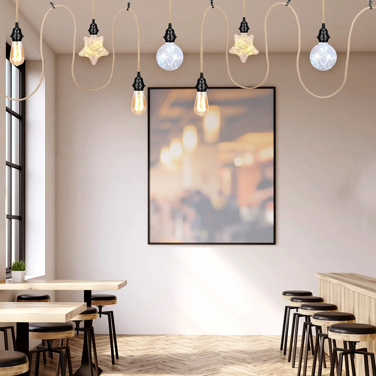 GreenSun Oprawa i lampa E27 z kablem, przełącznik, kabel tekstylny 10 m, 2-żyłowy, przewód elektryczny z zawieszeniem E27/E26