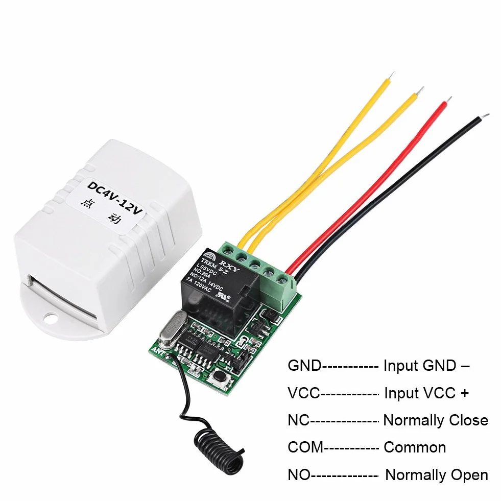 Relaisschalter, Fernschalter Set mit Fernbedienung DC 4V 5V 6V 7,4V 9V 12V Wireless Relais Fernbedienung Ein Schlüsselschalter Empfänger + Sender für Computer Mainframe